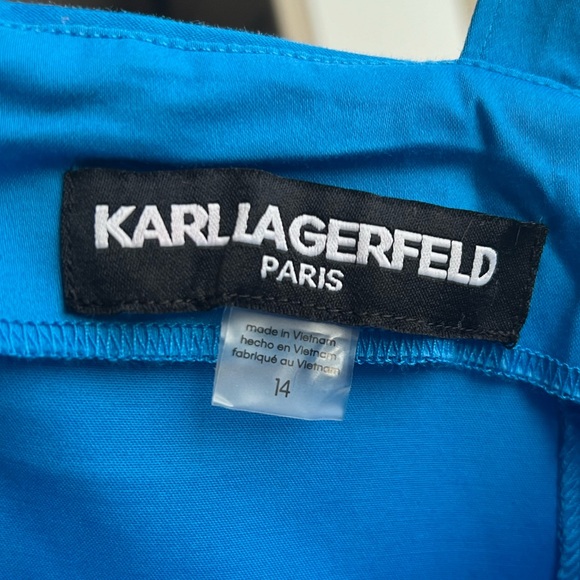 Karl Lagerfeld Blue and Gold A-Line Mini Dress - Picture 14 of 17